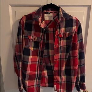 Aeropostale Y2K Red and Blue Plaid Button Down Shirt 100% cotton